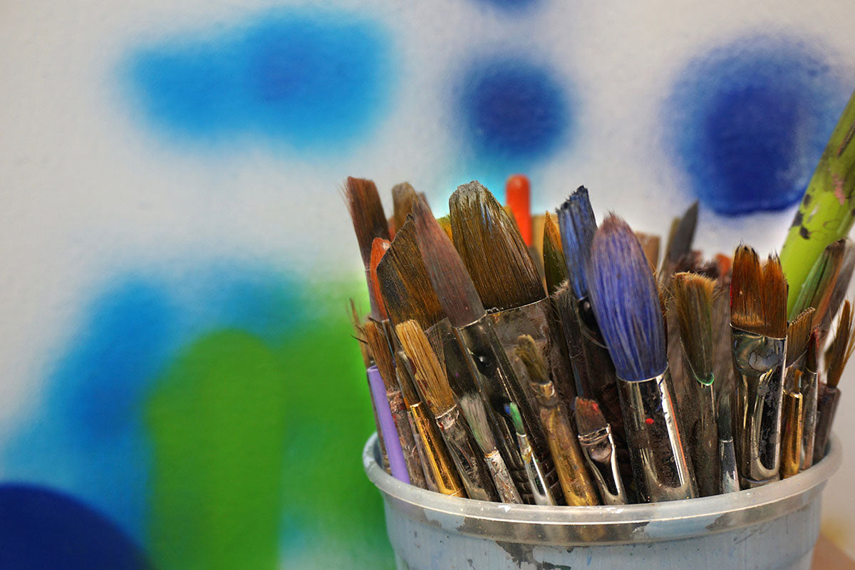 Paint Brushes In Bucket