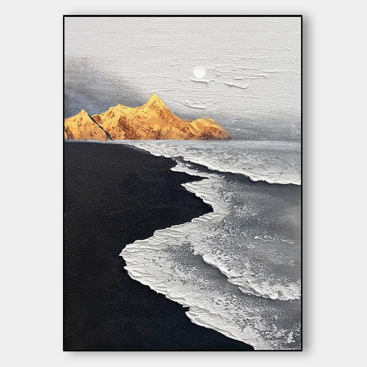 3D Abstract Black and White Orange Decorative Painting Minimalist Texture Hanging Painting