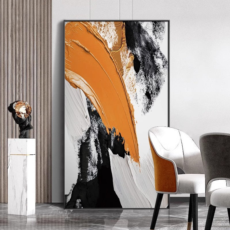 Abstract art painting on the wall next to the living room dining table SenroArt