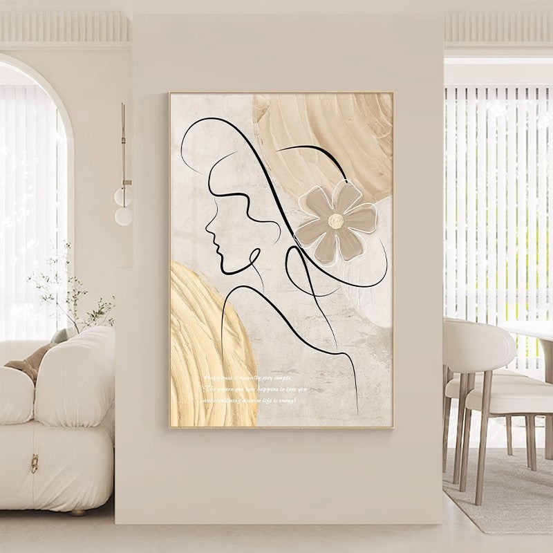Abstract figure painting between the living room sofa and the dining table SenroArt