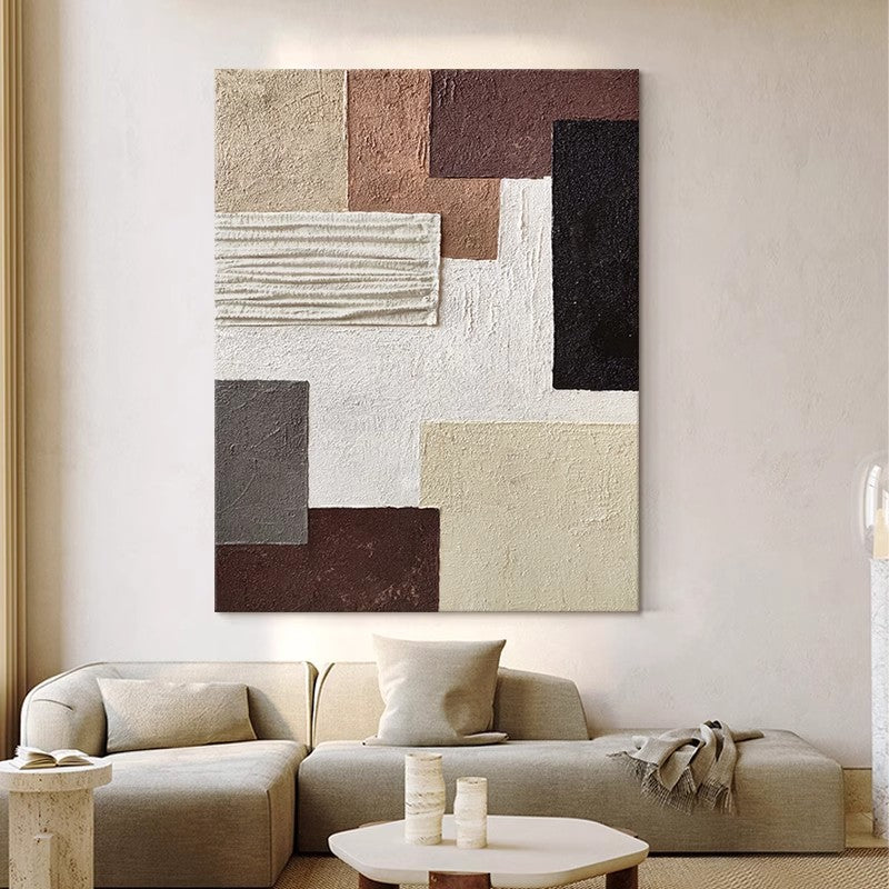 Abstract texture color block decoration painting behind the living room sofa