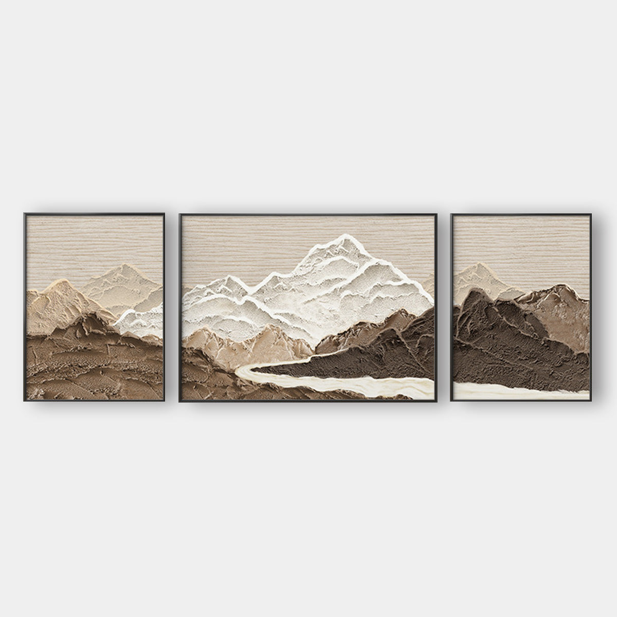 Brown Wabi-sabi style living room mountain landscape decoration painting SenroArt