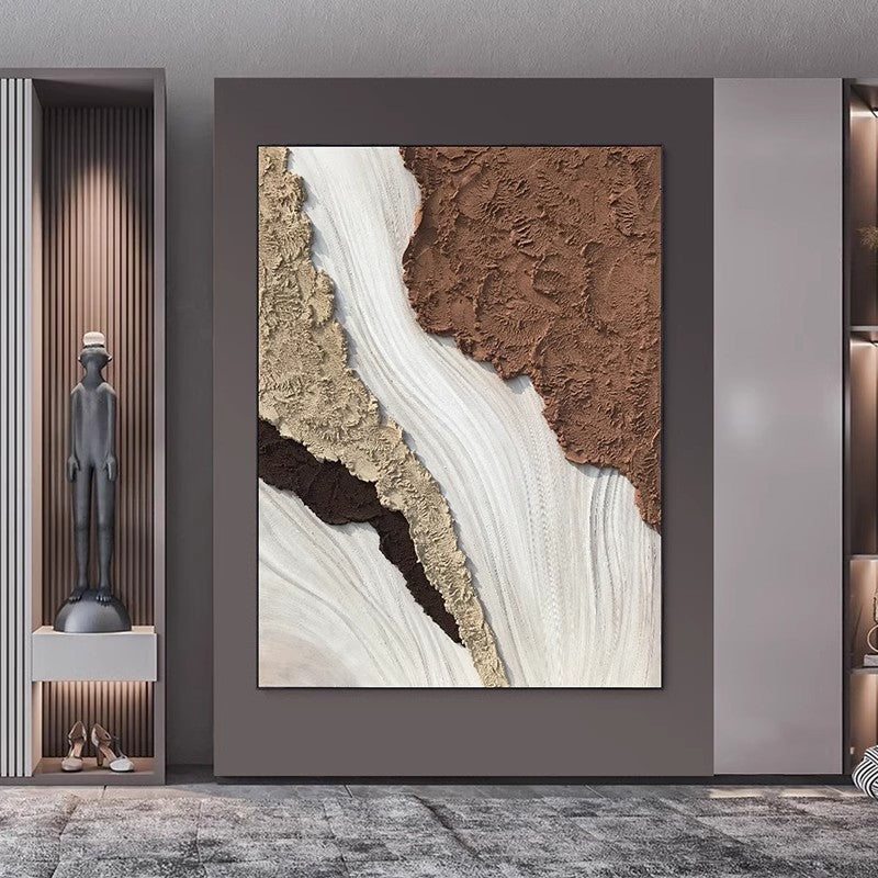 Contemporary pure hand-painted 3D texture wabi-sabi painting on the living room decorative wall