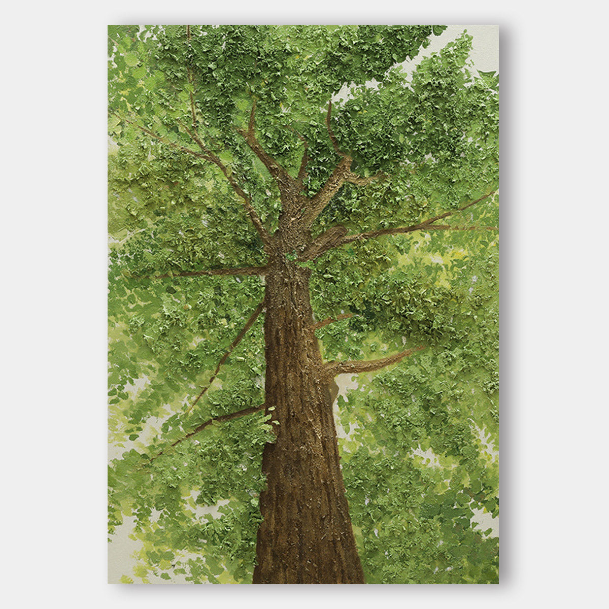 Green Tree Textured Painting Abstract Art Canvas Green Abstract Home Hanging Painting