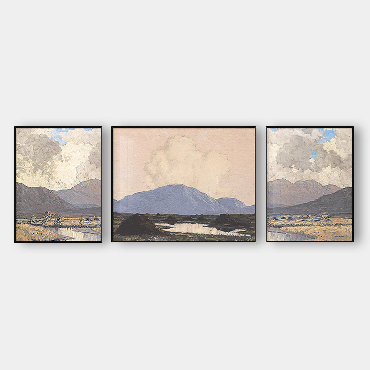 High-end sofa background wall landscape dusk scenery hanging painting