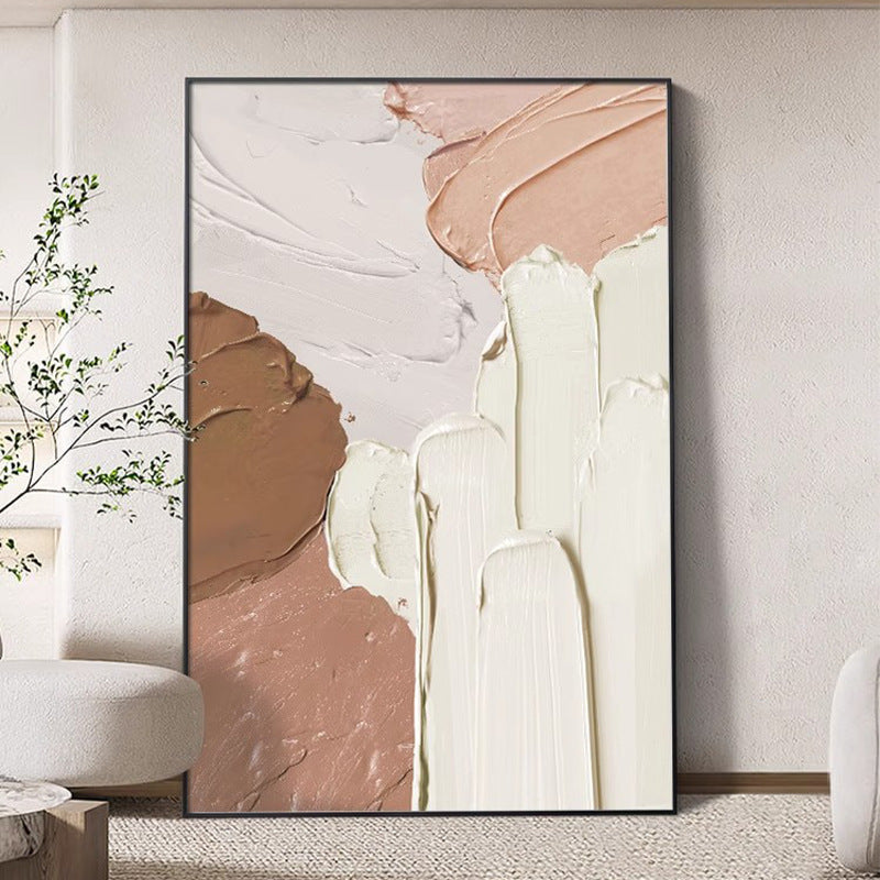 Large abstract wabi-sabi style floor-to-ceiling painting on the living room background wall SenroArt