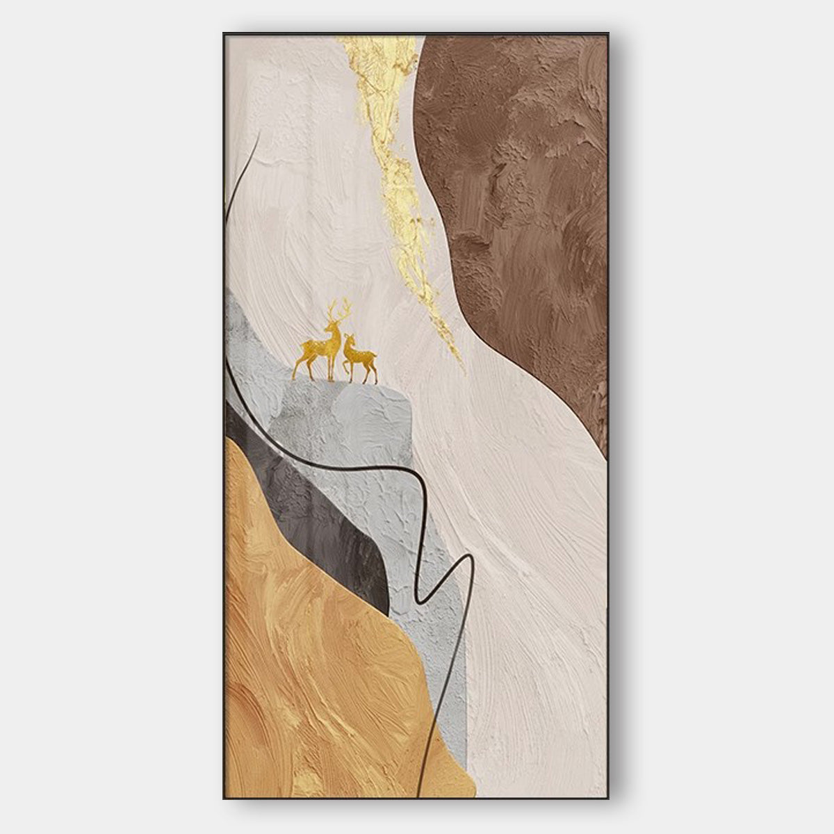 Mountain Deer Living Room Sofa Floor-standing Painting Vertical Version SenroArt