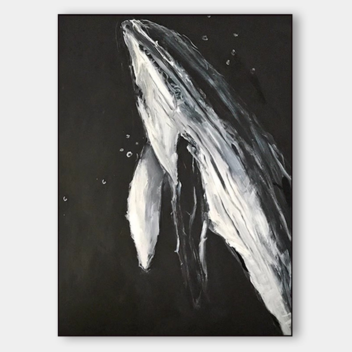 Palette Knife Abstract Black and White Whale Canvas Art Minimalist Art Abstract Wall Decoration Painting