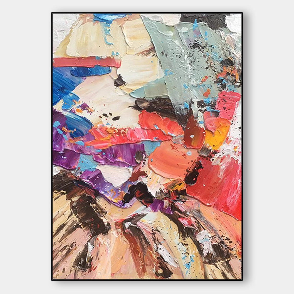 Palette Knife Colorful Abstract Art Color Block Pure Hand-painted Canvas Hanging Painting