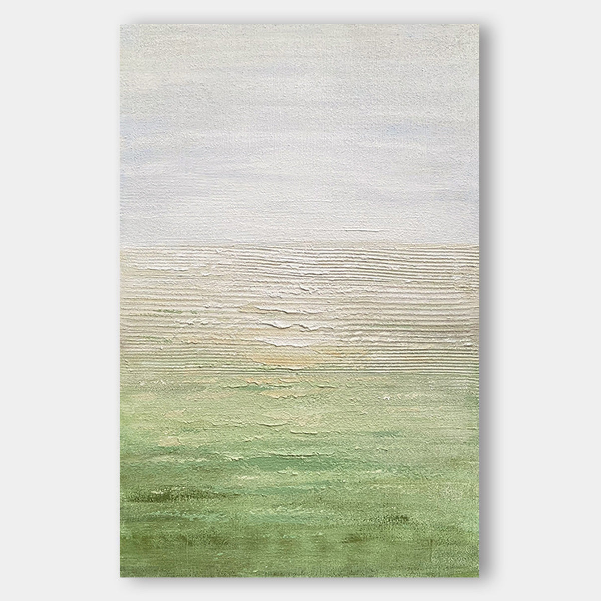 Palette Knife Green Texture Painting Abstract Contemporary Minimalist Wall Art