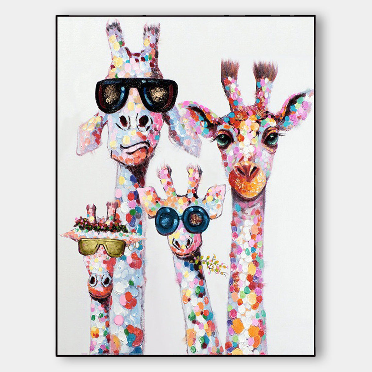 Pure Hand-painted Decorative Painting - Happy Family Cartoon Hanging Painting