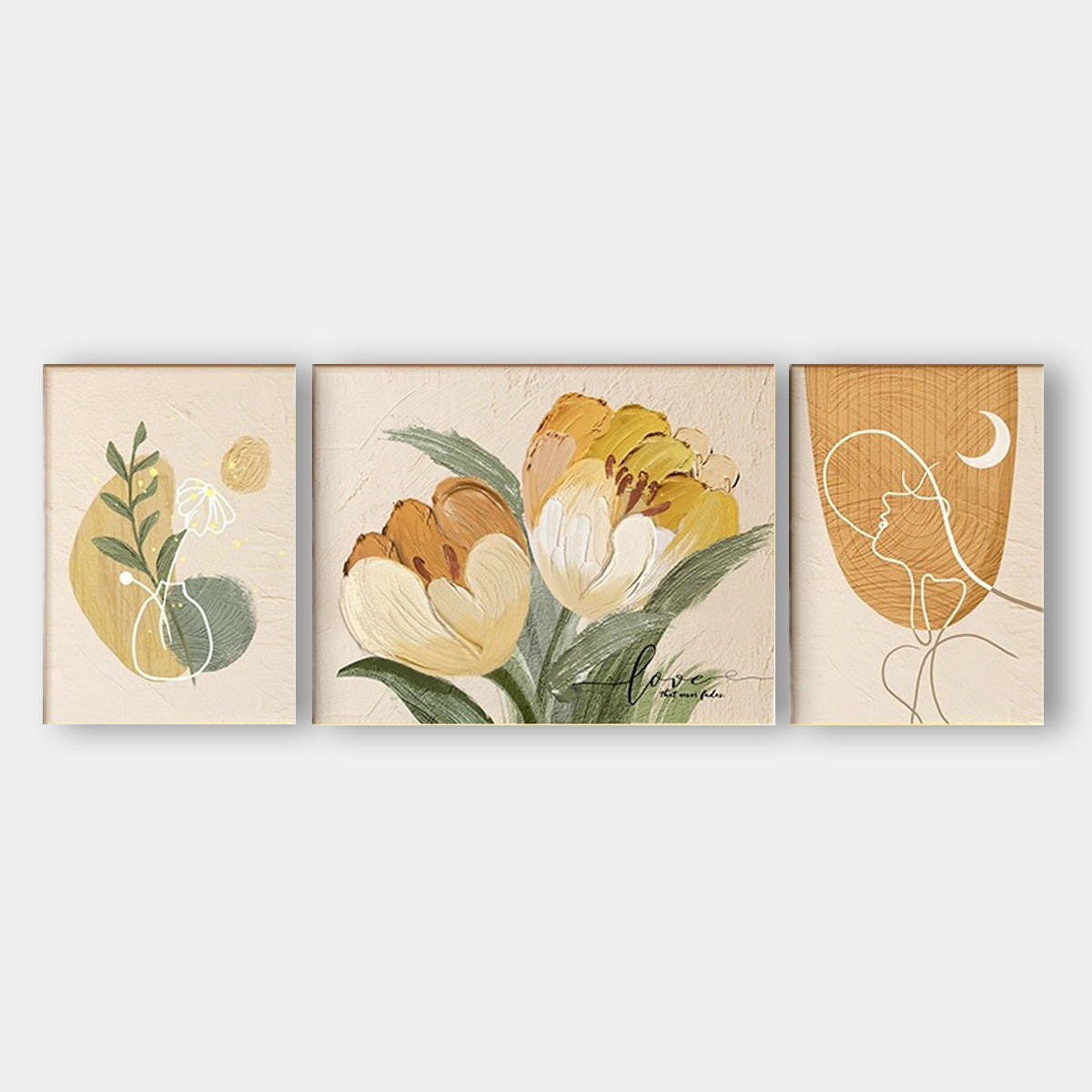 Set of 3 Tulip sofa background wall decoration painting art painting SenroArt