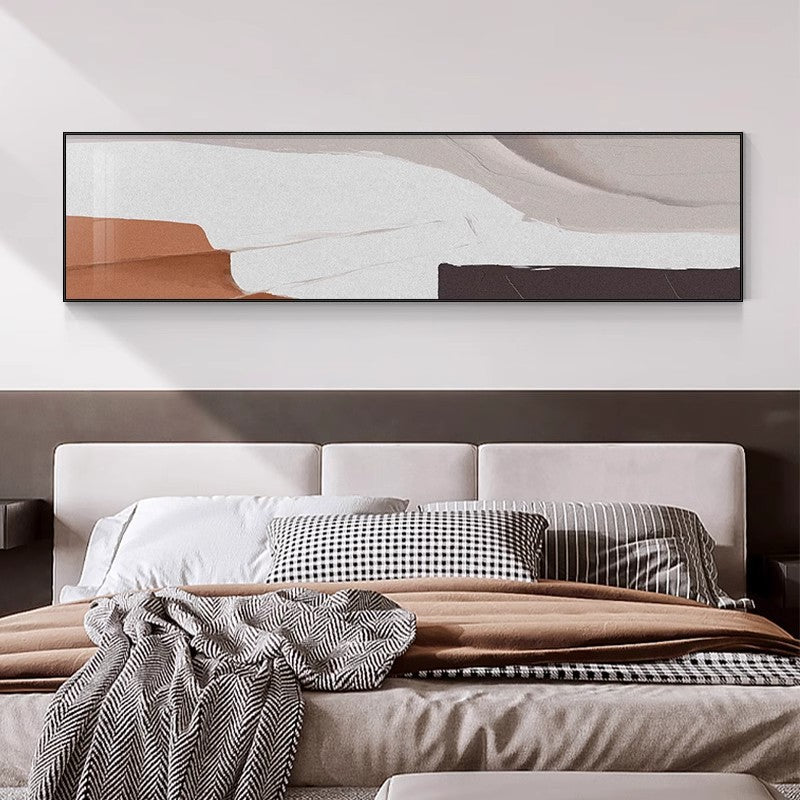 Simple wabi-sabi style bedside hanging painting abstract geometric color block SenroArt A