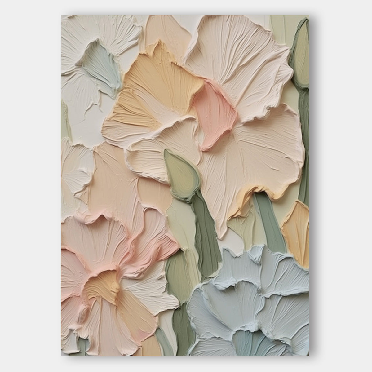 Summer Flower Pure Hand-painted Simple Flower Texture Canvas Hanging Painting