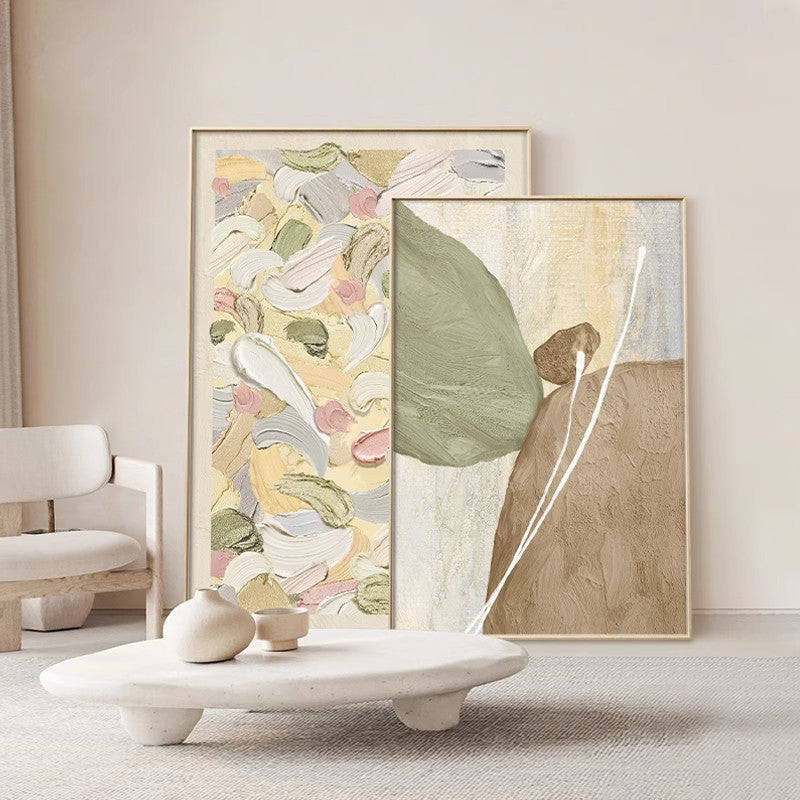 Two wabi-sabi style floor-standing decoration paintings in the lounge area SenroArt