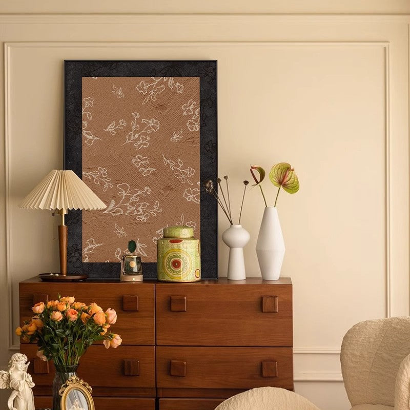 Wabi-sabi decoration painting in black and brown on the living room cabinet SenroArt