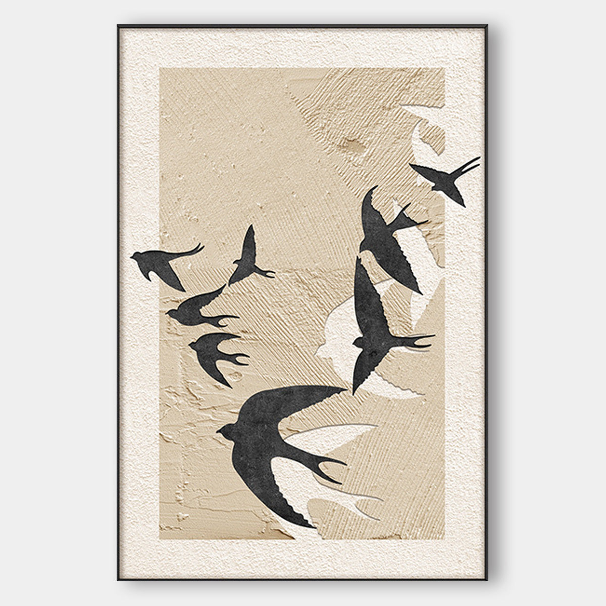 Wabi-sabi style simple color swallow flying art painting SenroArt